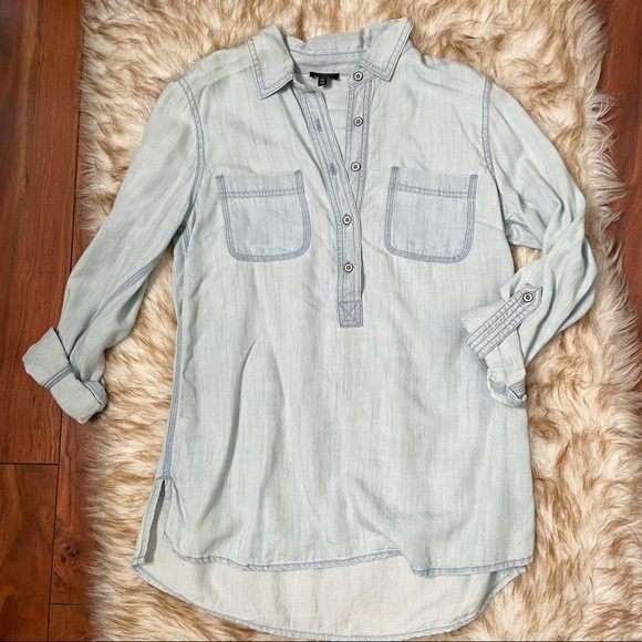 Talbots light chambray roll tab tunic - Picture 3 of 7